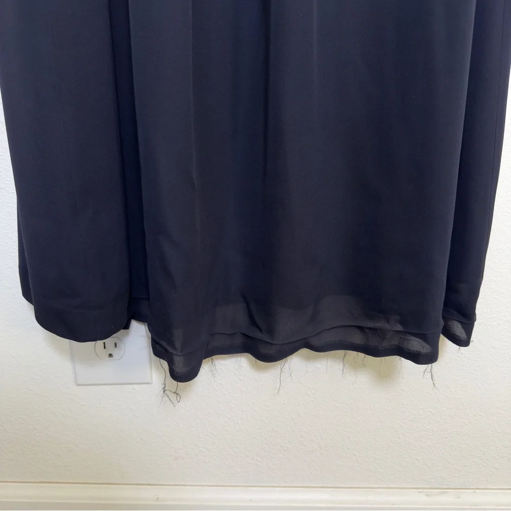 Tory Burch 100%‎ Silk Maxi Dress Navy Size 6 3/4 Length Sleeve